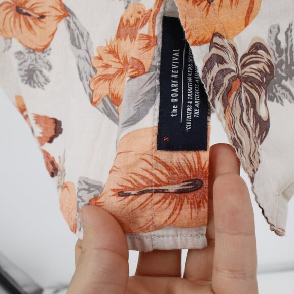roark Shirt Men's Medium Short Sleeve Button Up Floral Cotton lightweight camp - Picture 5 of 13